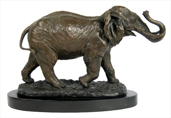 Elephant Bronze Sculpture On Marble Base 42.5CM